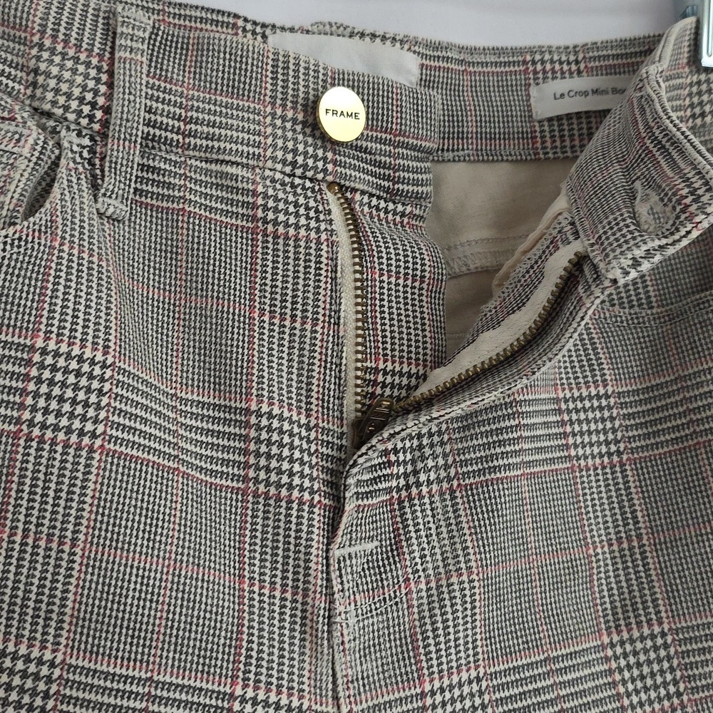 Frame Gray & Red Plaid Cotton Pants.  Le Crop Mini Boot.  Size Small - Picture 5 of 13